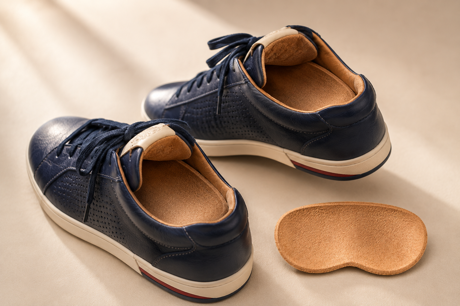 Navy shoes with an iHeel heel pad